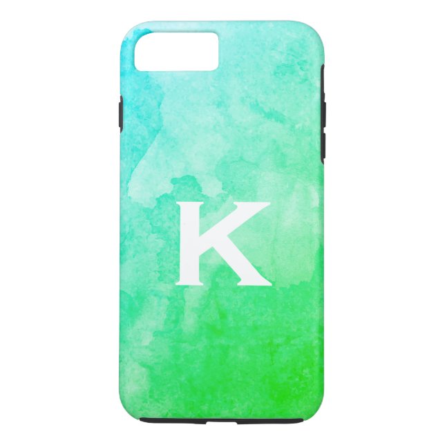 Green / Water Colour / Monogram Case-Mate iPhone Case (Back)