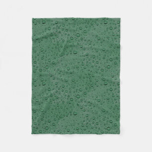 Green water droplets fleece blanket