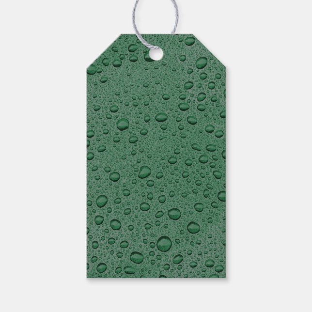 Green water droplets gift tags (Front)