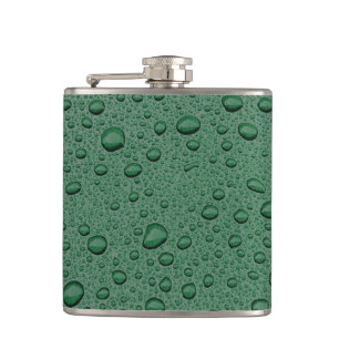 Green water droplets hip flask
