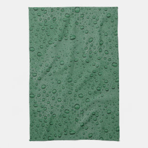 Green water droplets kitchen towel