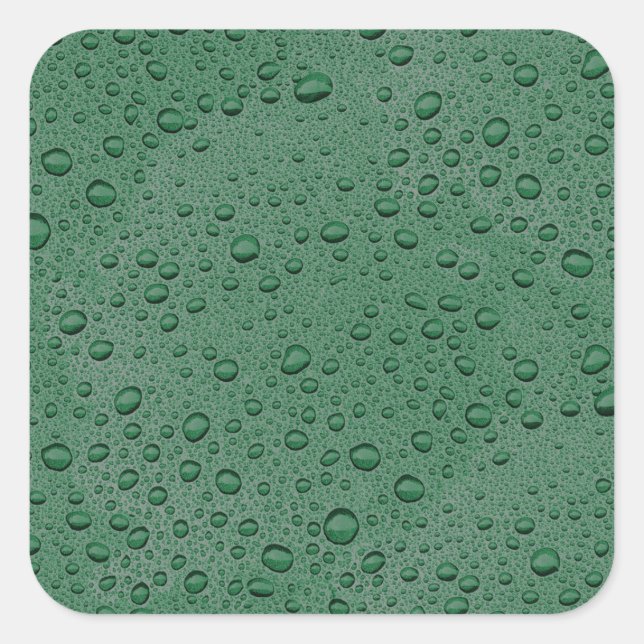 Green water droplets square sticker (Front)