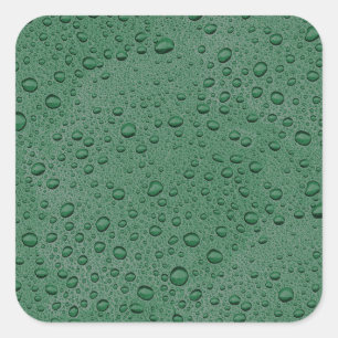 Green water droplets square sticker
