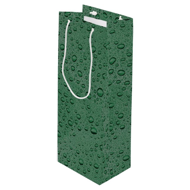 Green water droplets wine gift bag (Front Angled)
