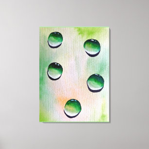 Green water drops art canvas print