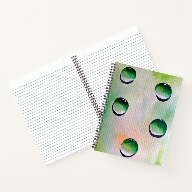 Green water drops water art notebook (Inside)