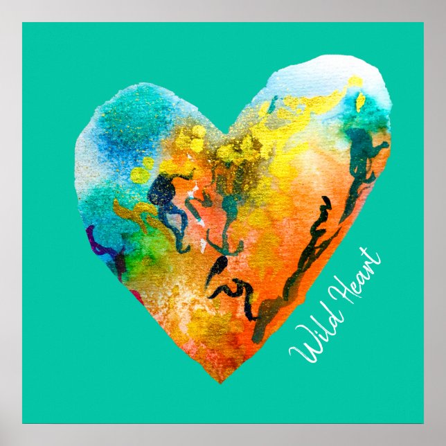 Green water drops water art poster (Front)