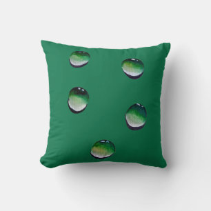 Green water drops water art throw pillow