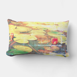 Green Water Lily Plants Cushion Throw Pillow