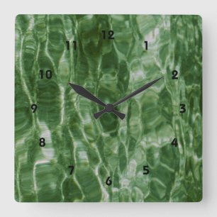 Green Water Square Wall Clock