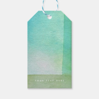 Green Watercolor Abstract Custom Name Printed  Gift Tags