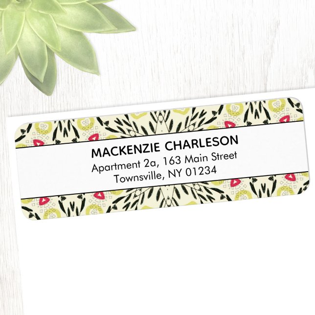 Green Watercolor Abstract Pattern Address (Green watercolor abstract return address label)