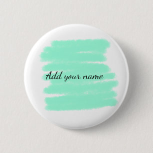 Green watercolor add name text message here throw 2 inch round button