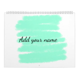 Green watercolor add name text message here throw calendar
