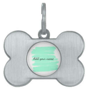 Green watercolor add name text message here throw  pet ID tag