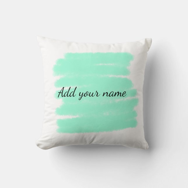 Green watercolor add name text message here throw  pillow (Front)