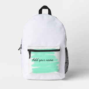 Green watercolor add name text message here throw printed backpack