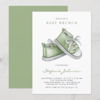 Green Watercolor Baby Shoes Baby Brunch