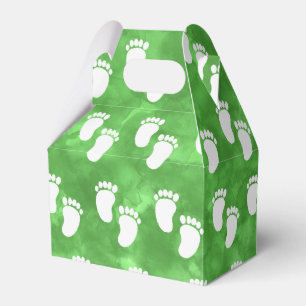 Green Watercolor Baby Shower Footprint Pattern Favor Box