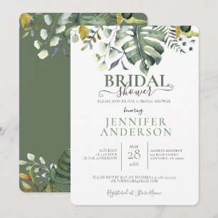 Green Watercolor Botanical Bridal Shower Invitation