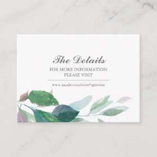 Green Watercolor Botanical Guest Details Insert