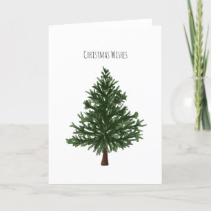 Green Watercolor Christmas Pine Tree Holiday Card