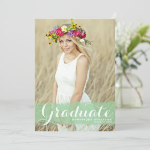 Green Watercolor Class of 2022 Photo Graduation Announcement