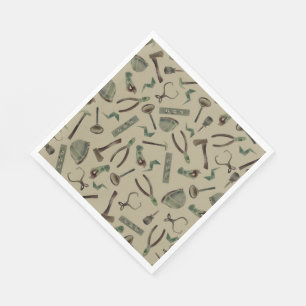 Green Watercolor Construction Party Napkins