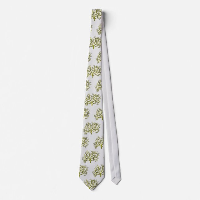 Green watercolor coral tree tie (Front)