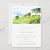 Green Watercolor Countryside Hills Bridal Shower