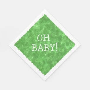 Green Watercolor Custom Text Baby Shower Oh Baby Napkin