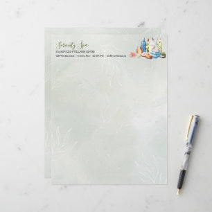 Green Watercolor Day Spa and Wellness Letterhead