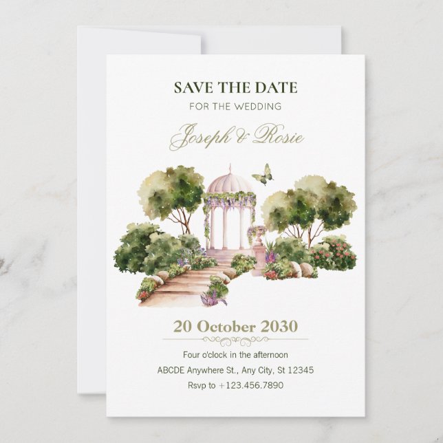 Green Watercolor Delightful Garden wedding  Invitation (Front)