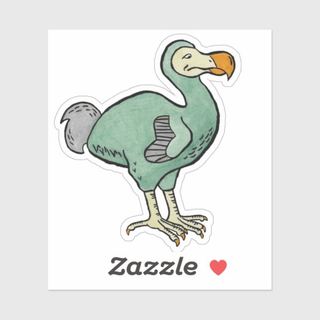 Green Watercolor Dodo Bird Painting with Black Ink (Sheet)