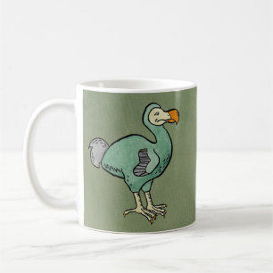 Green Watercolor Dodo Bird Painting with Black Ink Coffee Mug