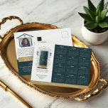 Green Watercolor Door Real Estate Calendar 2025 Postcard<br><div class="desc">Beautiful and elegant real estate business 2025 calendar marketing postcard. Our design features our own hand-painted watercolor dark green front door. Accented with touches of gold on the mailbox slot, door handle, and door kickplate. Modern black outdoor wall lights and a burlap welcome doormat complete this charming real estate design....</div>