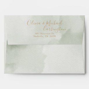Green Watercolor Elegant Modern Wedding Envelope