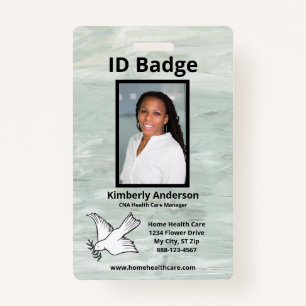 Green Watercolor Employee Photo Name Logo ID Badge