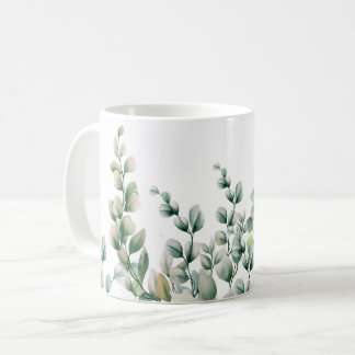 Green Watercolor Eucalyptus Leaf Coffee Mug