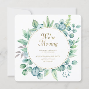 Green Watercolor Eucalyptus Leaves Change Address