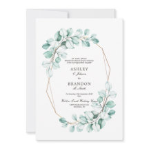 Green Watercolor Floral Geometric Elegant Wedding