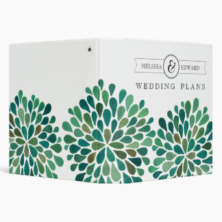 Green Watercolor Floral Wedding Planner Binder