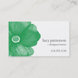 Green Watercolor Flower Business Cards