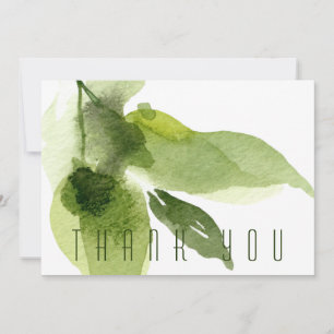 Green Watercolor Foliage Funeral Thank You Card
