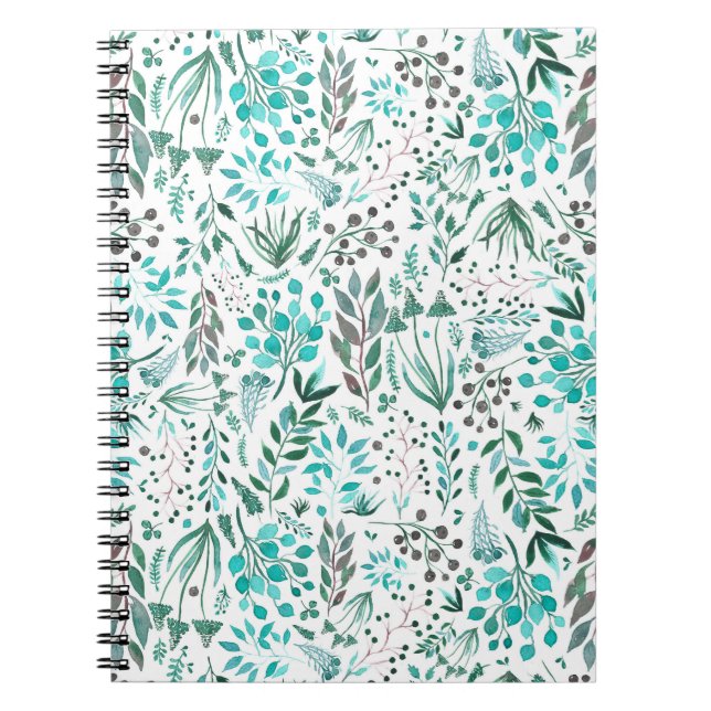 Green Watercolor Foliage Notebook (Front)