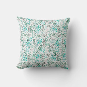 Green Watercolor Foliage Throw Pillow