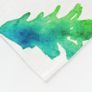 Green Watercolor Forest Pine Trees Fleece Blanket