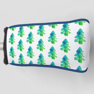 Green Watercolor Forest Pine Trees Golf Head Cover