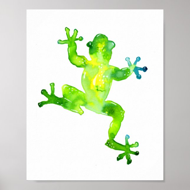 Green Watercolor Frog Poster (Front)