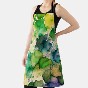 Green Watercolor Fusion  Apron